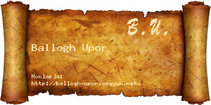 Ballogh Upor névjegykártya